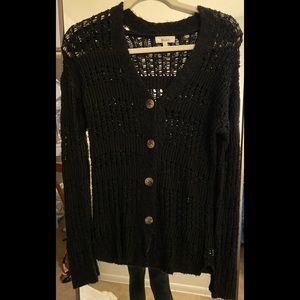Mudd by Kohl's Black Lace Cardigan in XS